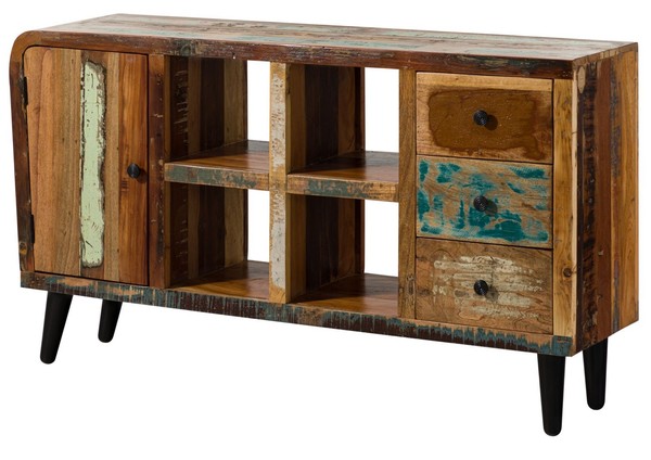 Altholz Kommode Retro Sixties Sideboard Massivholz Schrank Massiv Wohnzimmer-image