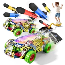 Rocket Launcher for Kids,2 Race Car and 6 Foam Rockets 1 Pressure Launch Kit ...