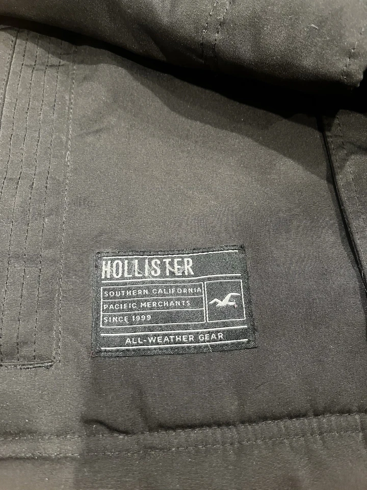 Hollister Co.  Jacket Mens S Black  Parka Hooded All Weather Collection Winter - Image 4 of 4
