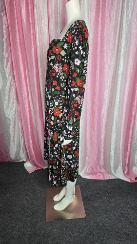 Boohoo Floral Front Slit Sweetheart Neck Midi Dress Size 14 - Picture 6 of 11