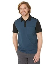 Calvin Klein NWT Short Sleeve Smooth Cotton Polo Shirt TOP Ink Blue Size S