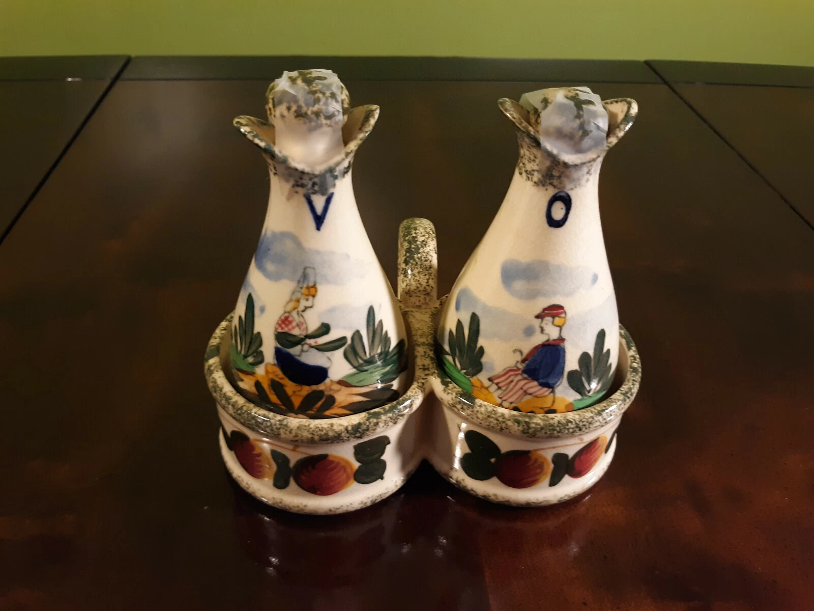 Royal Japan Hand Painted Cruet Set. Oil & Vinegar.