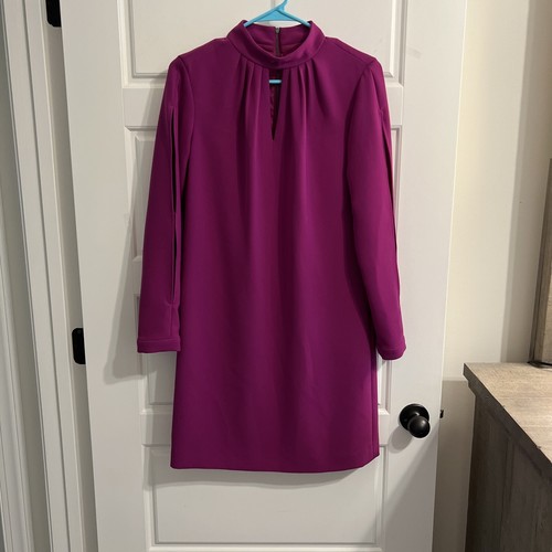 Alex Marie fuchsia Long Sleeve Shift Knee Length Knit Dress Size 6 Lined
