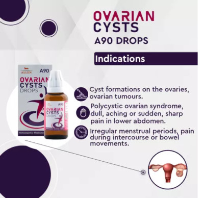 Allen Homeopathic A90 OVARIAN CYSTS Drops (30ml) , 100% Natural & Safe