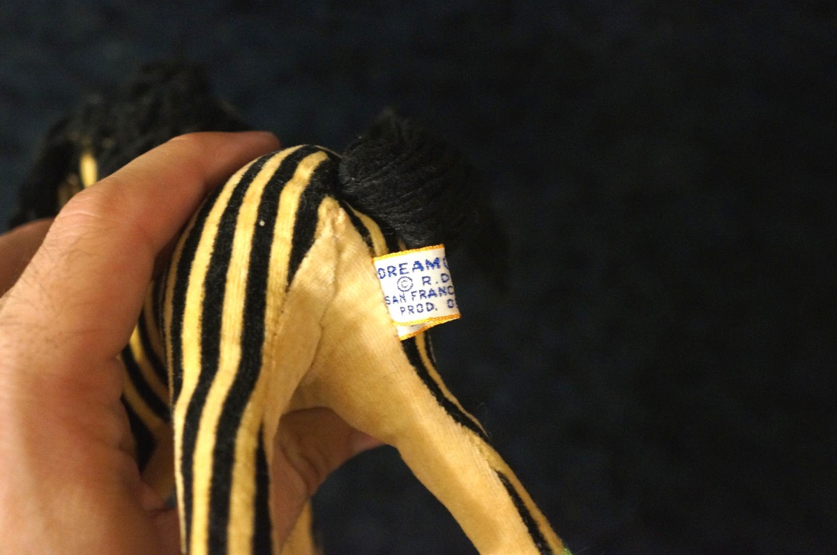 Vintage DREAM PETS DAKIN ZEBRA Stuffed Plush Black Yellow Stripes