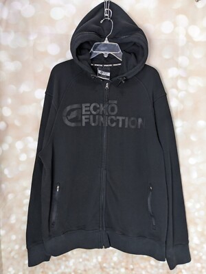 Ecko Function Men's Solid Black Double Sided Zip Front Sweatshirt Size XL