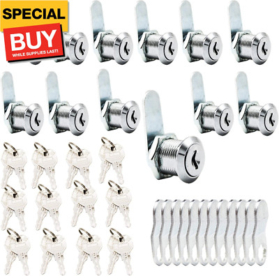 12 Pack Cabinet Cam Locks Keyed Alike, 7/8'' RV Storage Door Locks, 24 Keys for C