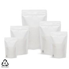 Recyclable White Matt Stand Up Pouches Zip Food Contact Packaging Bags