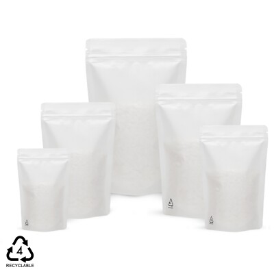 Recyclebare weiß matt Standbodenbeutel Reißverschluss Lebensmittelkontakt Verpackungsbeutel