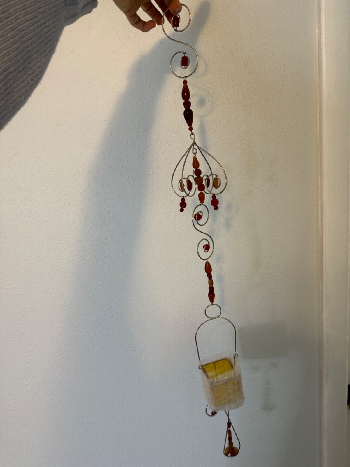 Pier 1 Votive Candle Holder Amber Beads Hanging Decor NEW eBay