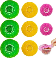 60 Pcs Bowl Covers Reusable, 3 Sizes Plastic Food Covers, Elastic Film Fits Most