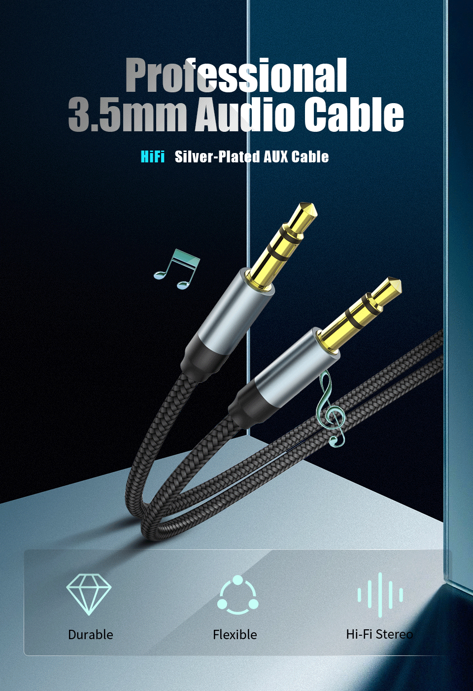Aux Cable Audio Lead 3.5mm Jack to Jack Stereo Male for Car PC Phone 1m to 5m - Picture 8 of 14
