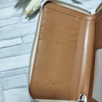 Coach Disney Dumbo Leather Long Zip Around Wallet White 88671