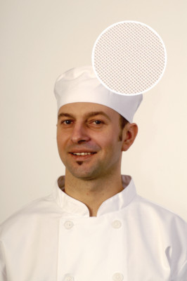 Weiße Polycotton Kochmütze/Mütze mit Netzoberteil