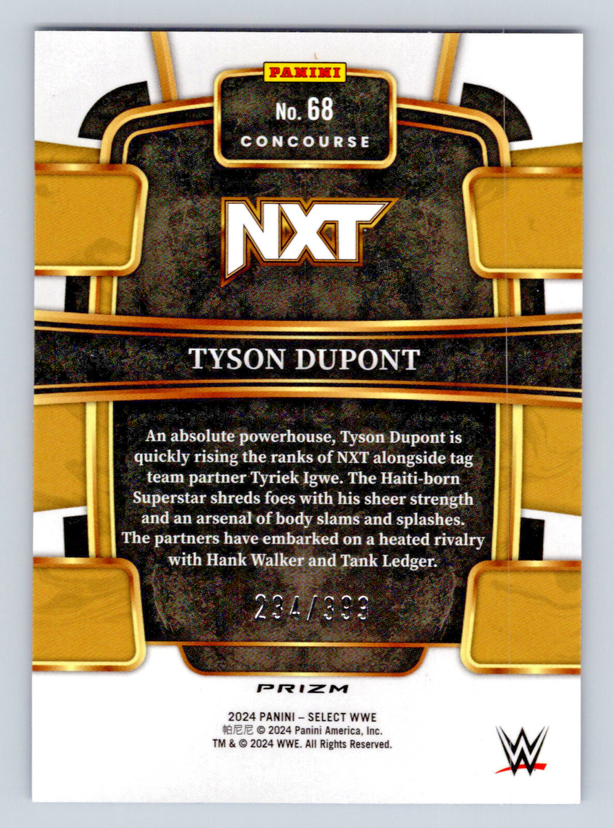 2024 Panini Select Prizm WWE #68 Tyson Dupont Blue Wave Concourse