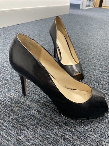 Nine West Black Leather High Heels Size 