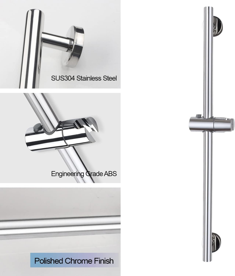 Chrome Shower Slide Bar, Bathroom Shower Slide Bar with Adjustable