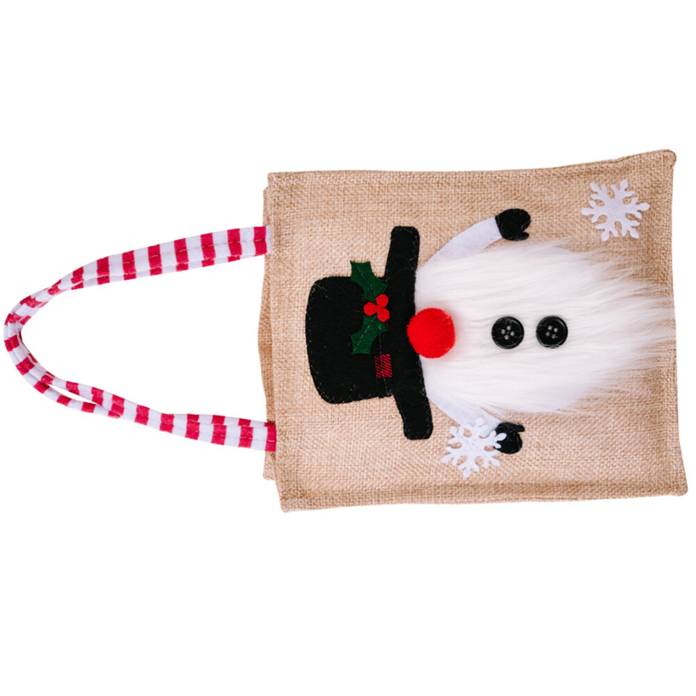 Christmas Fabric Gift Bags Pouches Burlap Tote Bulk Snowman Child eBay