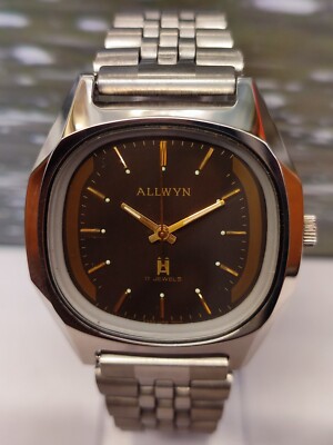 ALLWYN 17 JEWELS WINDING NEW OLD STOCK Y380-6010 INDIA MEN FULL WORKING VINTAGE