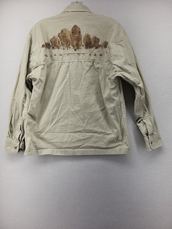 Coldwater Creek Mans Shirt Brown S Long Sleeve Button Down Bison