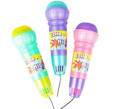 LOT OF 3 10'' PLASTIC ECHO MICROPHONE PLAY TOY KARAOKE VIBRATE VOICE CHANGE  