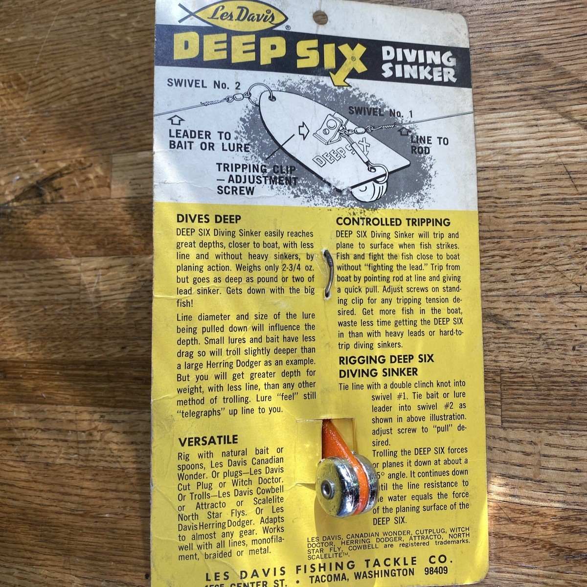 Vintage Les Davis Deep Six Trolling Diving Sinker New Sealed | eBay