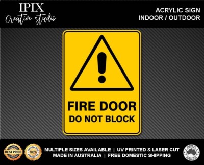 WARNING - FIRE DOOR - DO NOT BLOCK - ACRYLIC SIGN | HEALTH & SAFETY