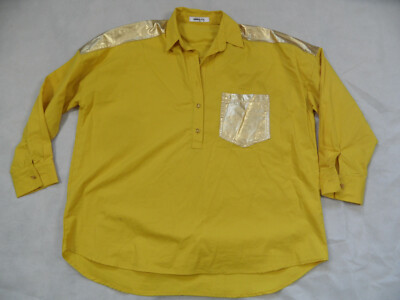Memory & Co stylish tunic mustard yellow with gold size S/M new 919