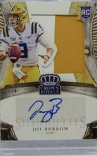 2020 Chronicles Crown Royale Joe Burrow Silhouettes Rookie Patch Auto #3/9