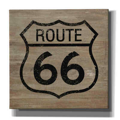 Epic Graffiti 'Route 66 Black On Wood' by Linda Woods, Giclee Canvas Wall Art