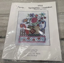 Imaginating Counted Cross Stitch 1514 Springtime Sweatshirt Diane Arthurs NEW