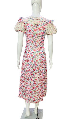 LoveShackFancy Floral Femmes Coton Imprimé Honneur Évasé Midi Robe TAILLE S - Photo 7 sur 10