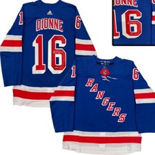 MARCEL DIONNE Signed New York Rangers Blue Adidas PRO Jersey - HOF 92