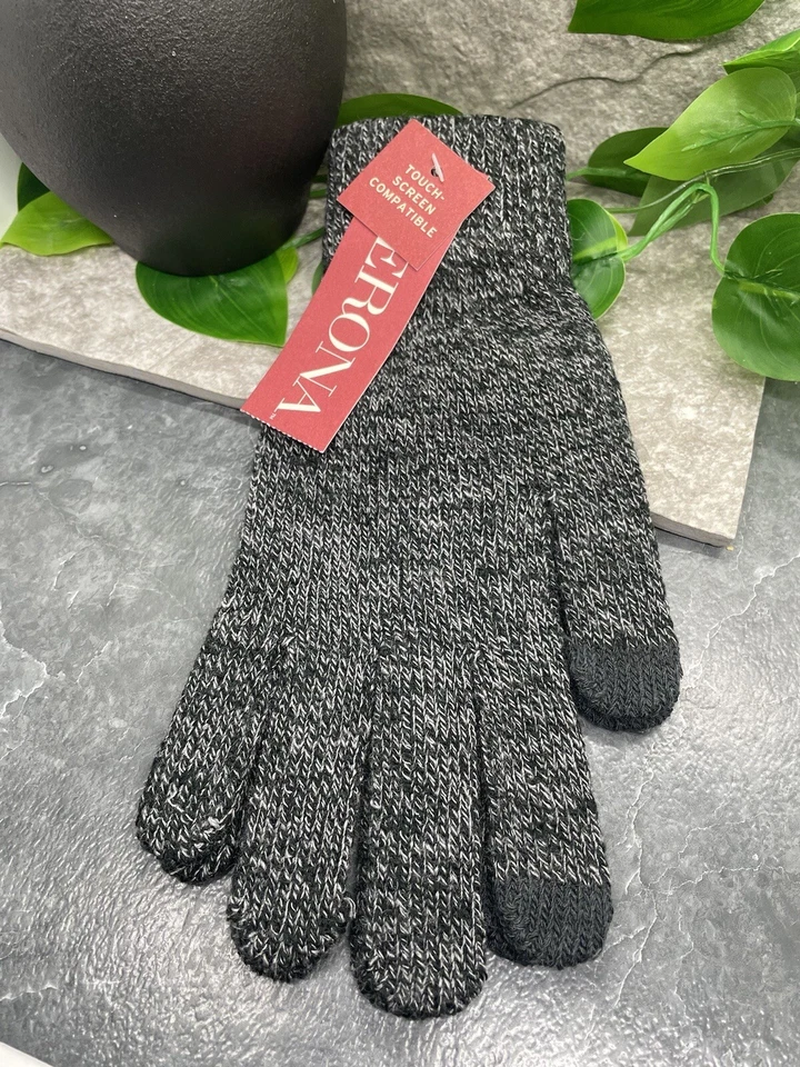 Luvas de malha Merona adulto cinza compatível com tela sensível ao toque tamanho único novas com etiquetas frete grátis - Imagem 3 de 4