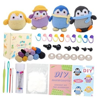 Crochet Kit for Beginners Kids, Crochet Animal Kits for Penguin Family