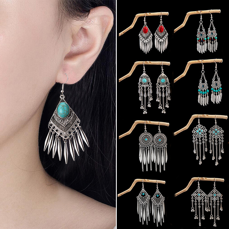 Bohemian Drop Hoop Dangle Earrings for Women’s Jewelry Collection-image