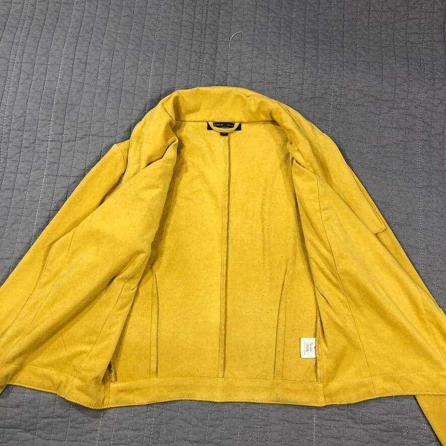 Chaqueta de Alta Costura Romeo Julieta Mujer Pequeña Tostada Imitación Gamuza Tela Chal Cuello Abierto Foto 3 de 4