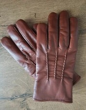 Guanti in Vera Pelle Vintage Marroni Imbottiti in Lana Guanti Da Uomo ,Tg L
