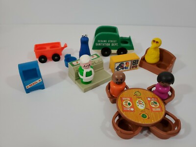 Vintage Fisher Price Little People Sesame Street Lot Furniture