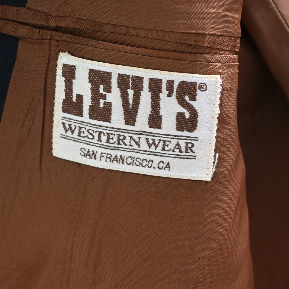 Abrigo Blazer De Colección Levi's 40R Azul Marino Poliéster Hecho en EE. UU. Yugo Occidental Para Hombres Deportivo Foto 4 de 4