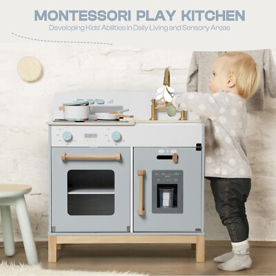 Robud Play Kitchen for Kids Chef Pretend Wooden Kitchen Playset with Accessories