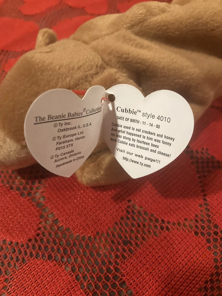 Retired Cubbie Beanie Baby With Tag Errors