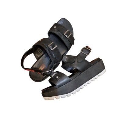 Hunter Original Black Double Buckle Chunky Platform Sandals