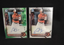 2022 Collin Burns Bowman Chrome Prospect TWO Autos Base & Green Atomic Refractor
