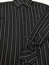 Ben Sherman Mens Button Front Long Sleeve Cotton Stripe Shirt 16 1/2 32/33
