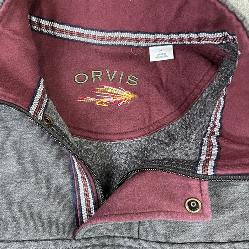 Orvis Sweatshirt Men's Size XL Long Sleeve 1/4 Zip Button Pullover Gray Ch. 50" - Picture 3 of 14