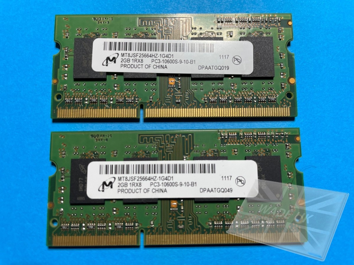 Micron 4GB (2x2GB) MT8JSF25664HZ-1G4D1 DDR3 PC3-10600S Laptop
