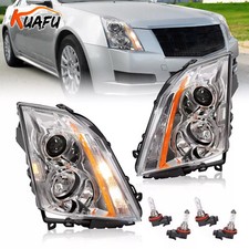 For Cadillac Cts Ct-s 2008-2014 2015 Chrome Headlights Halogen W Bulbs Lhrh