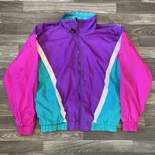 Vintage Marina Bay Windbreaker Jacket Womens Medium 80s Retro Full Zip Nylon