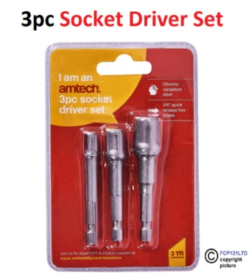 Socket Adapter Set 3pc 1/4" 3/8" 1/2" Impact Drill Bits Driver Adapter i5700